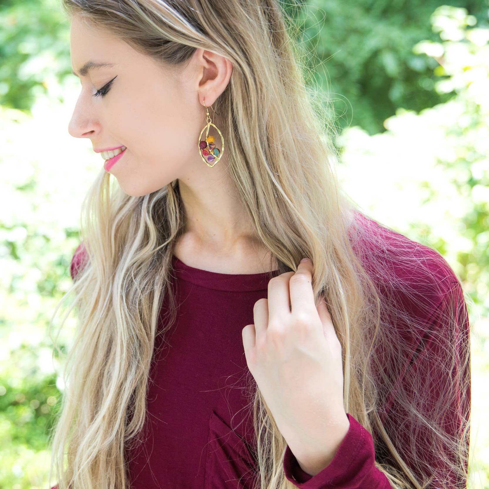 Aasha Kantha Handcrafted Leaf Beaded Earrings