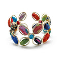 Multicolored bracelet with gold accents on a white background