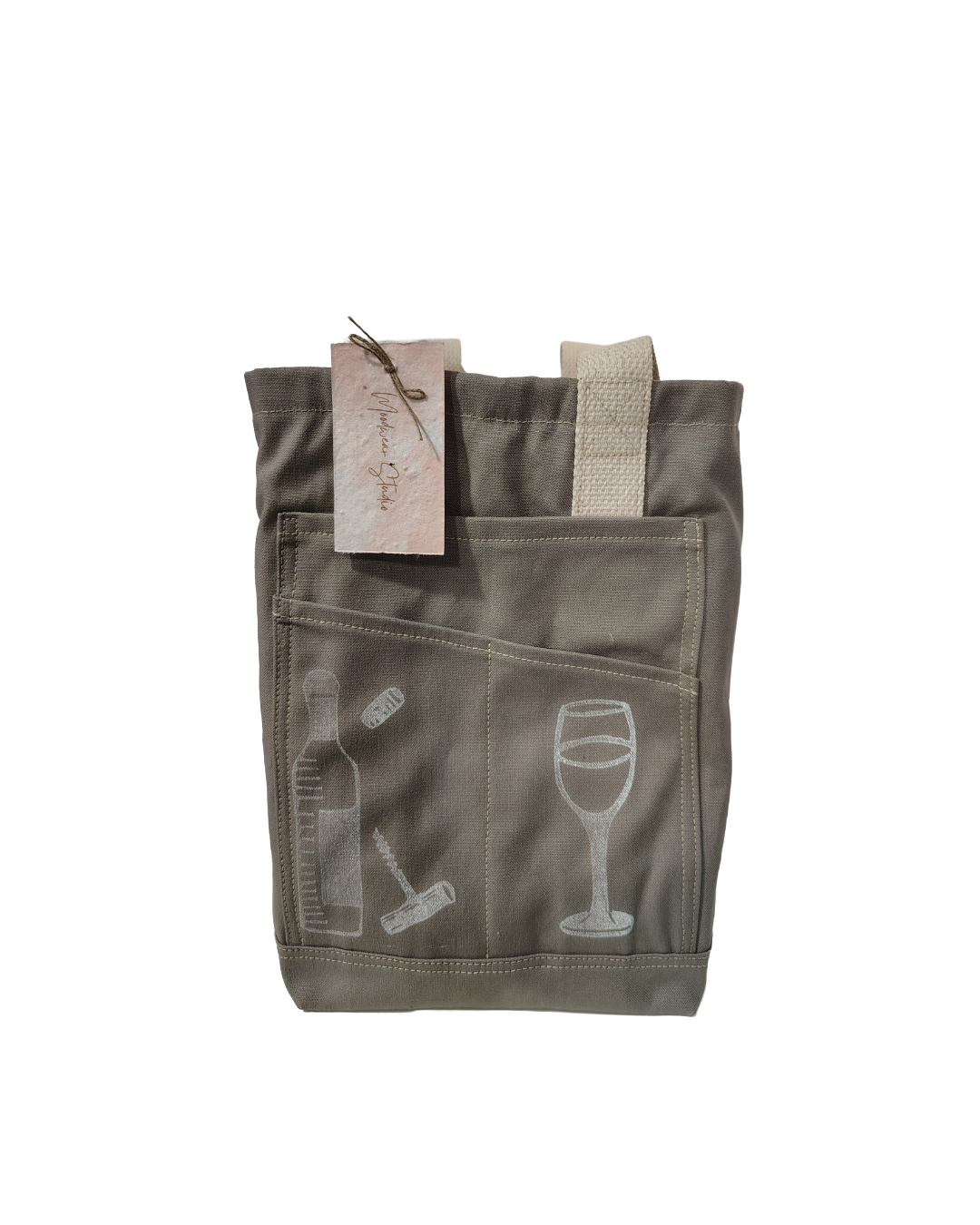Block Print Wine Bag