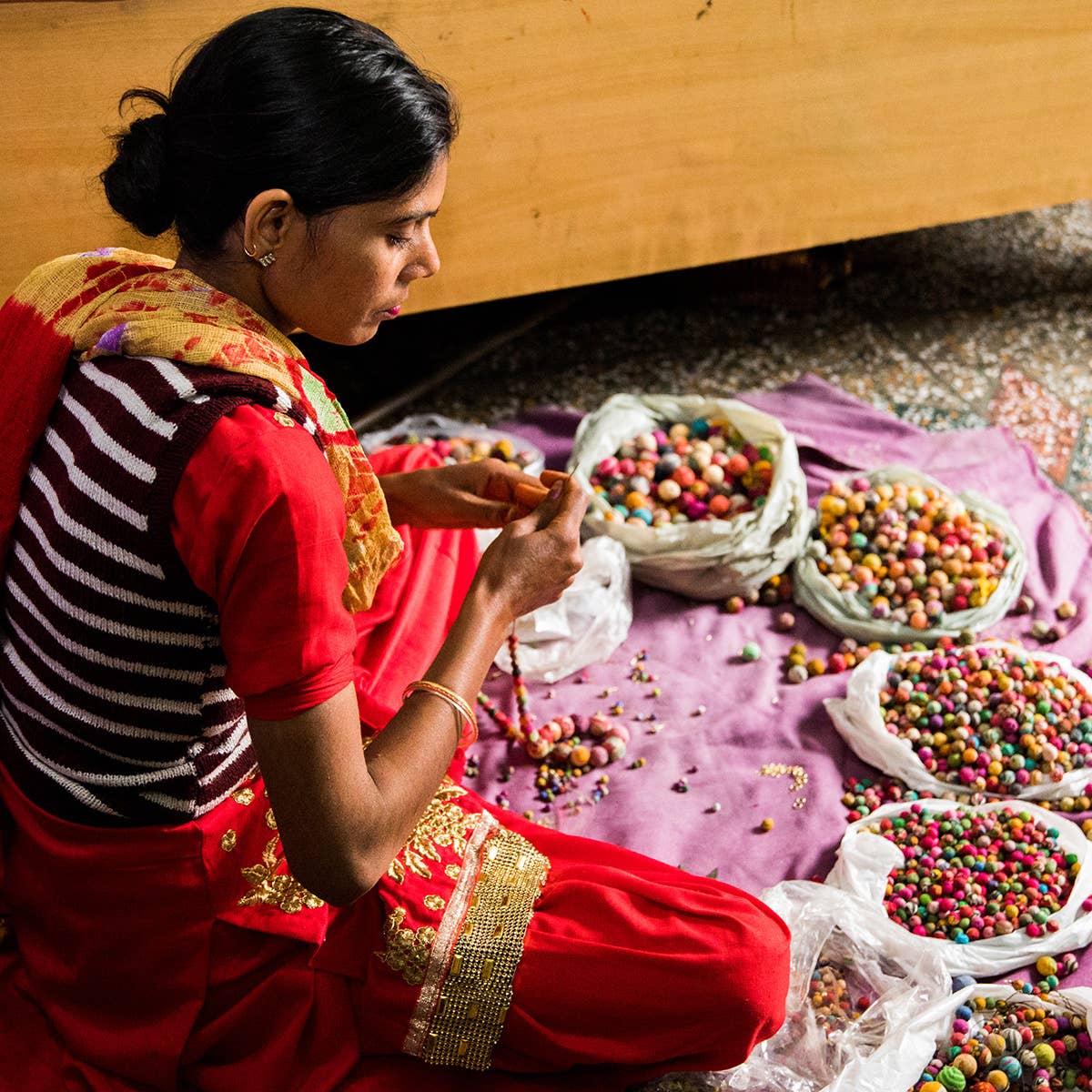 Aasha Kantha Handcrafted Beaded Circle Earrings