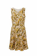 Elegant floral jacquard sleeveless dress - front view