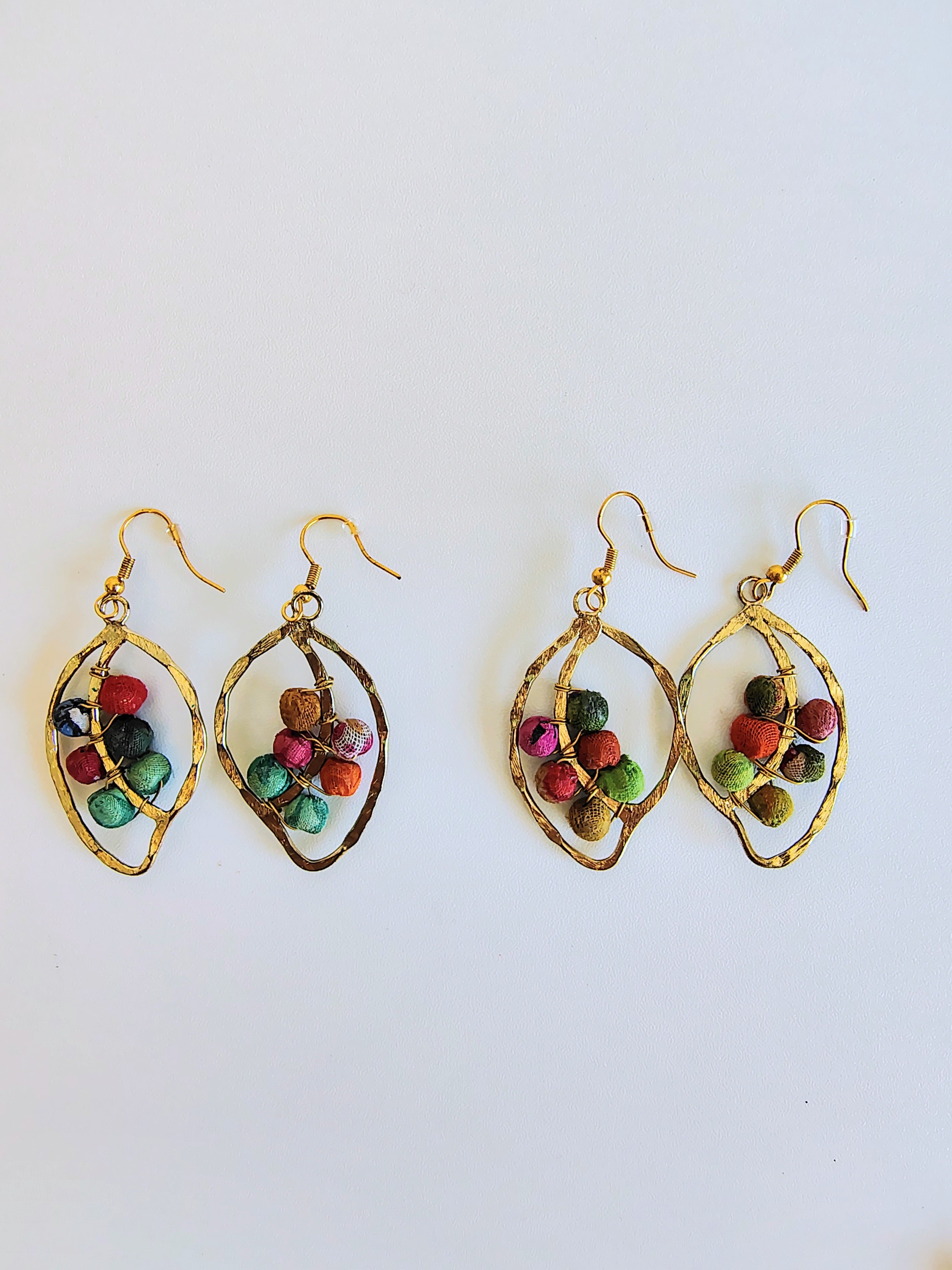 Aasha Kantha Handcrafted Leaf Beaded Earrings