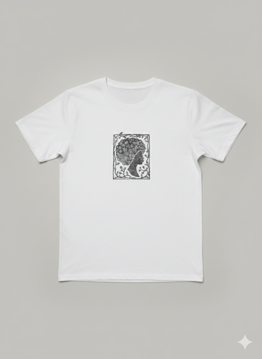 The Rooted Bloom: Hand Printed Shirt Cotton-Feel T-Shirt Tee