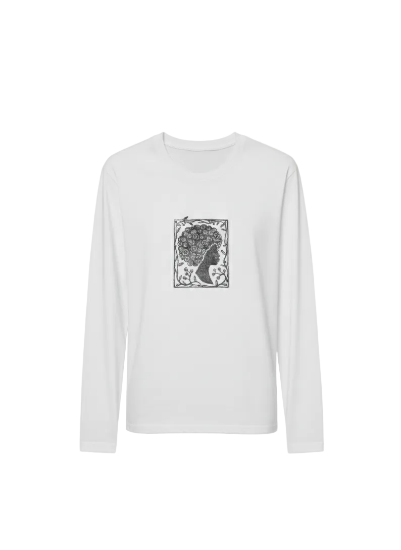 The Rooted Bloom: Hand Printed Organic Cotton Long Sleeve Sweater