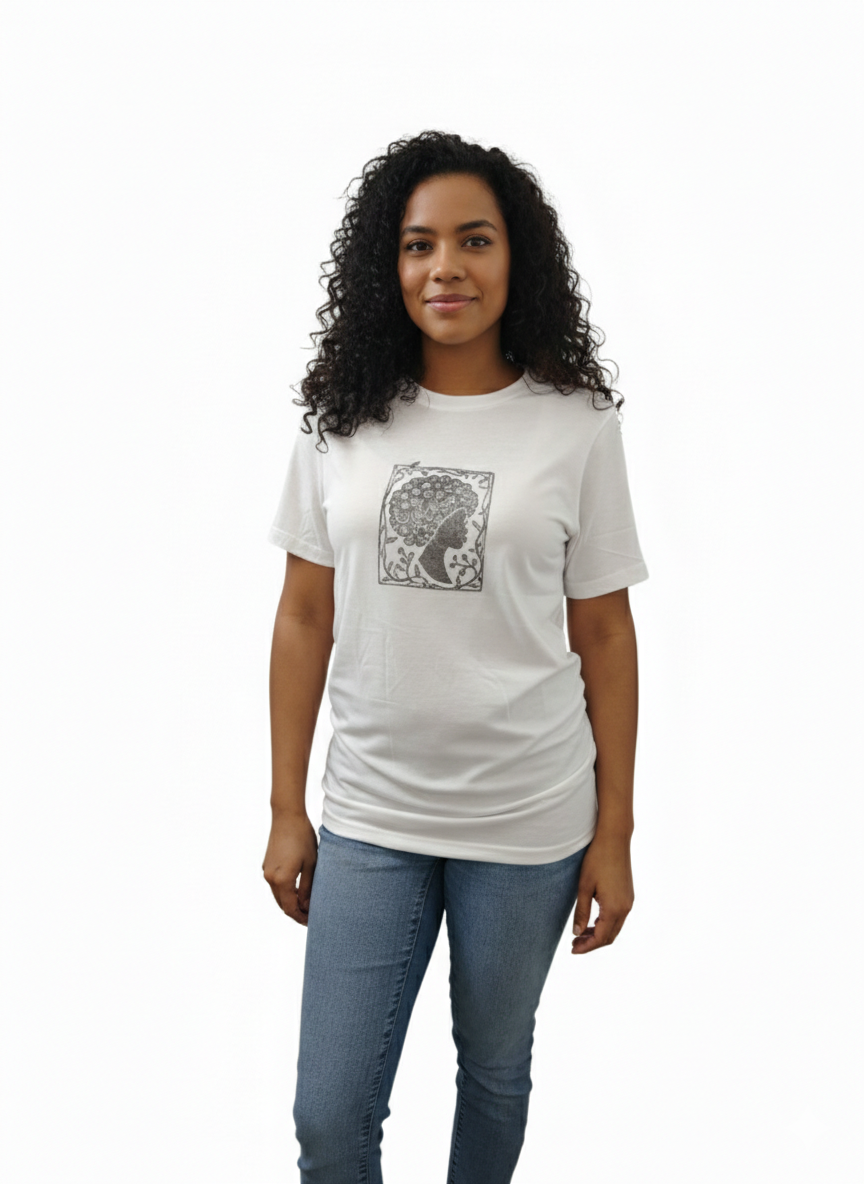 The Rooted Bloom: Hand Printed Shirt Cotton-Feel T-Shirt Tee
