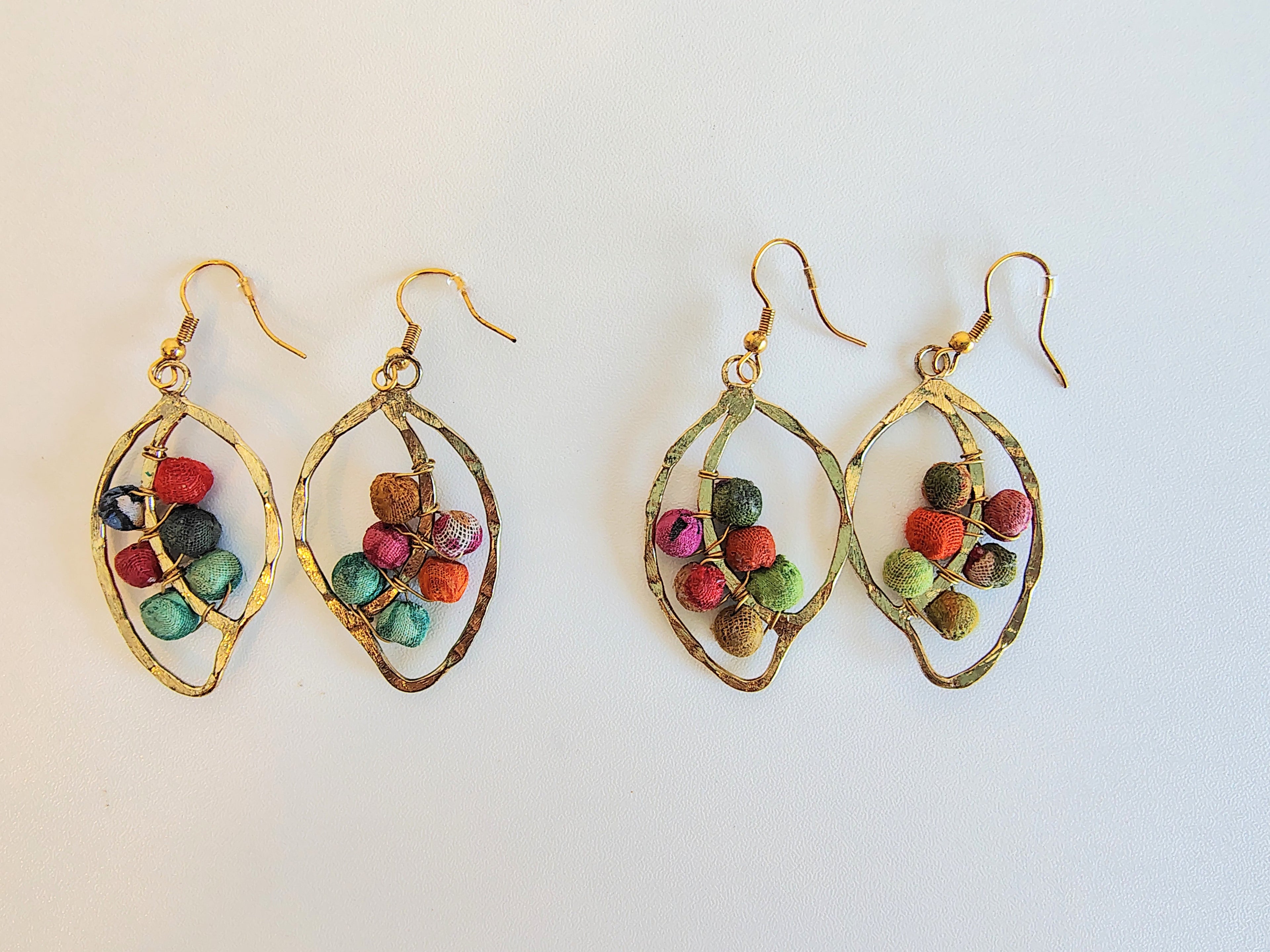 Aasha Kantha Handcrafted Leaf Beaded Earrings