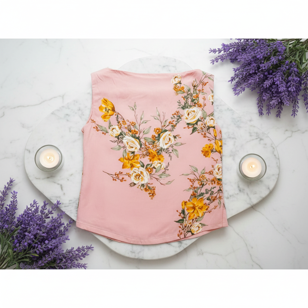 Moodwear Studio Ethereal Rose Cowl Neck Blouse - Sustainable Sleeveless Top